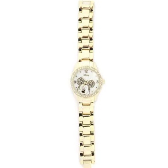 Disney Women's MK2127 Mickey Mouse Rhinestone Accent Gold-Tone Bracelet Watch - Picture 9 of 9